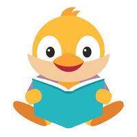 Duck reading kawaii vector