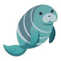 Dugong seal fish knocks kawaii vector