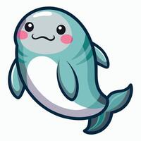 Dugong seal fish runs kawaii vector