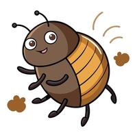 Dung Beetle bug jumps kawaii vector