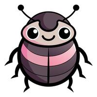 Dung Beetle bug learns kawaii vector