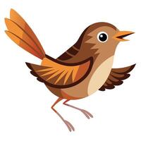 Dunnock bird jumps kawaii vector