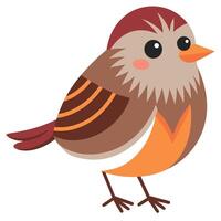 Dunnock bird goes kawaii vector