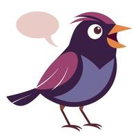 Dusky Seaside Sparrow bird speaks kawaii vector