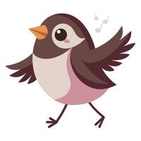 Dusky Seaside Sparrow bird dancing kawaii vector
