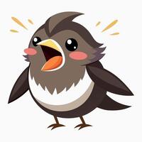 Dusky Seaside Sparrow bird cries kawaii vector