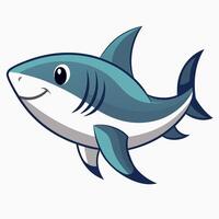 Dusky Shark fish runs kawaii vector