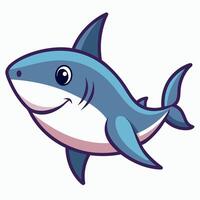 Dusky Shark fish sits kawaii vector