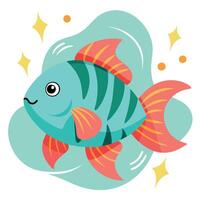 Dwarf Gourami fish reading kawaii vector
