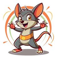 Eastern Bandicoot rodent dancing kawaii vector