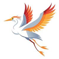 Egret bird flies kawaii vector