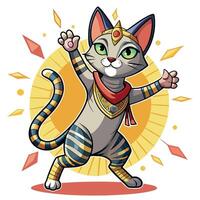 Egyptian Mau cat dancing kawaii vector