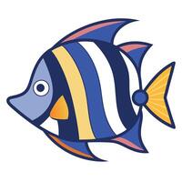 Emperor Angelfish fish sits kawaii vector