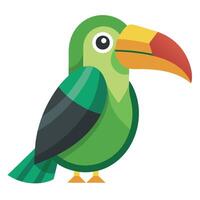 Emerald Toucanet bird runs kawaii vector