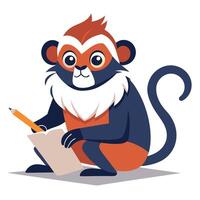 Emperor Tamarin monkey learns kawaii vector