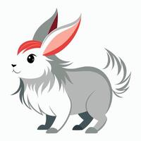 English Angora Rabbit walks kawaii vector