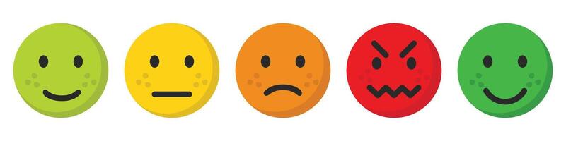 Rating face set in different colors. vector