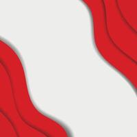 Red Waves on White Background template social media post. vector