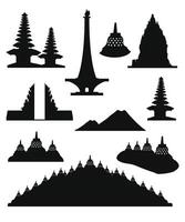 Silhouette Collection of Iconic Indonesian Monuments and Temples vector