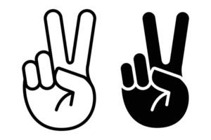 two peace signs with one hand up and one hand down.Icons vector