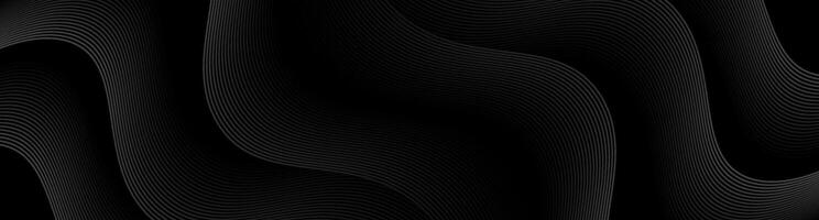 3D black geometric abstract background overlap layer on dark space with waves lines decoration. Minimalist modern graphic design element cutout style concept for banner, flyer, card, or brochure cover vector