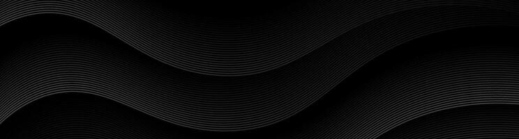 3D black geometric abstract background overlap layer on dark space with waves lines decoration. Minimalist modern graphic design element cutout style concept for banner, flyer, card, or brochure cover vector