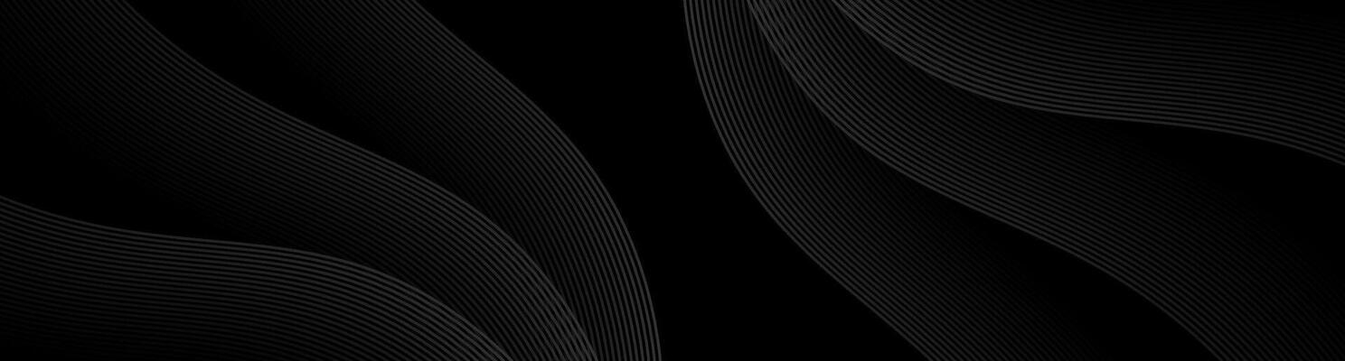 3D black geometric abstract background overlap layer on dark space with waves lines decoration. Minimalist modern graphic design element cutout style concept for banner, flyer, card, or brochure cover