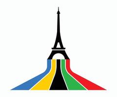 rainbow lines flag converge in Eiffel Tower vector
