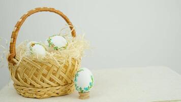 Embroidery on eggshells Collection of colourful hand painted decorated easter eggs on white background cutout file. Pattern and floral set. Many different design. Mockup template for artwork design video