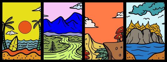 nature view doodle hand drawing background for design, background, banner, poster, etc vector