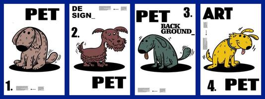 pet dog set background for design, background, banner, poster, flyer, template, brochure, etc vector