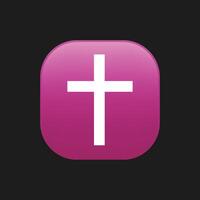 The isolated gradient purple Latin, Christian cross icon round corner button. vector