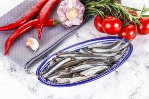Pickled anchovy in the plate photo