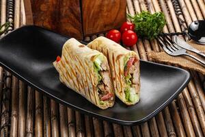Chicken doner wrap with meat photo