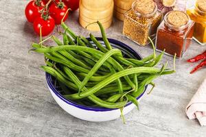 Raw green bean string uncooked photo