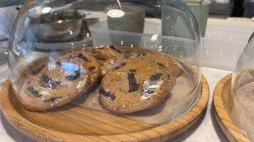Chocolate Chip Cookies On Plate Rotating video