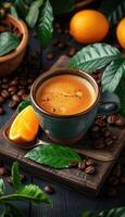 Enjoy an aromatic coffee experience with a citrus twist and fresh ingredients that uplift you photo