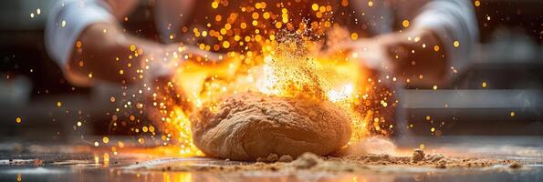 The fascinating technique of explosive flour dusting is integral in the realm of culinary artistry photo