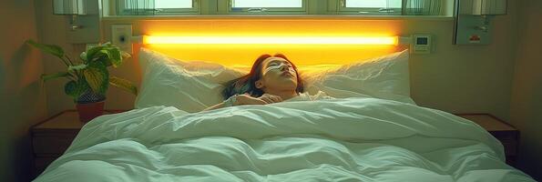 A detailed pixel art representation of a woman laying in a hospital bed photo