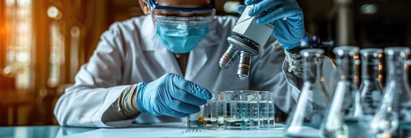 A Scientist Engaged in the Process of Conducting Experiments within a Laboratory Setting photo