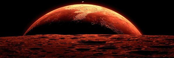 This is a computer generated image depicting a red planet in space photo