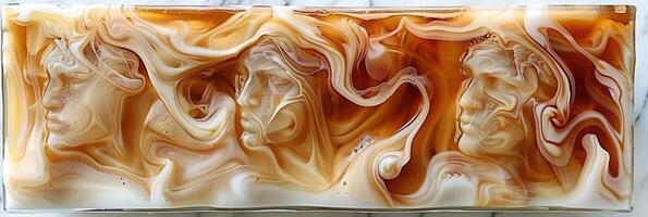 Captivating Abstract Art Featuring Faces Set Within Fluid and Dynamic Swirls in Colors photo