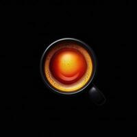 This is a detailed close up view of a cup of coffee on a black background photo