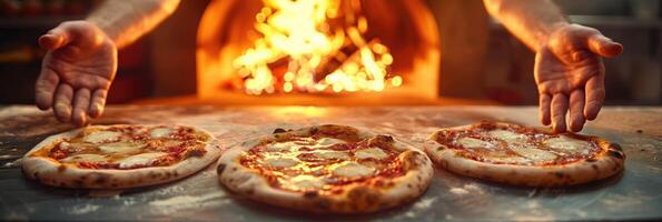 Enjoy a delicious and classic Margherita Pizza that is freshly baked to perfection and delightful photo
