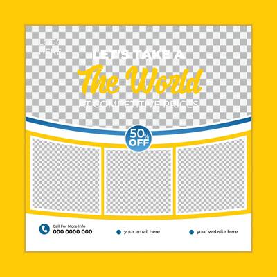 Set of Social media post template design for travel