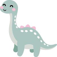Cute Green Cartoon Dinosaur Illustration vector