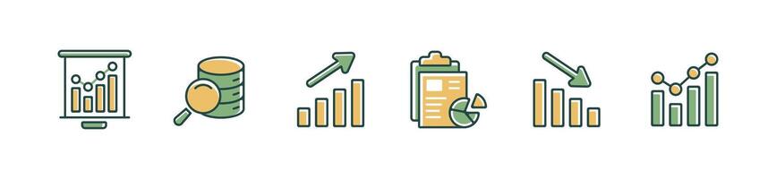 business graph diagram report data statistic icon set marketing performance datum analysis chart illustration vector