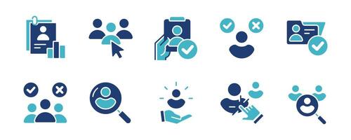 hiring interview job recruitment icon set business employee management headhunting hire choose candidate illustration vector