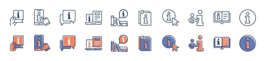 manual information guidebook icon set user help online instruction document illustration client faq guidance collection symbol template for web and app vector