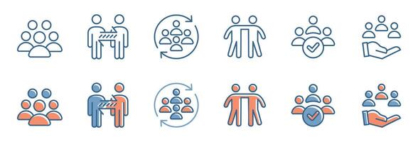 collection of human resource teamwork partnership connection icon set business team leadership network group management symbol illustration vector